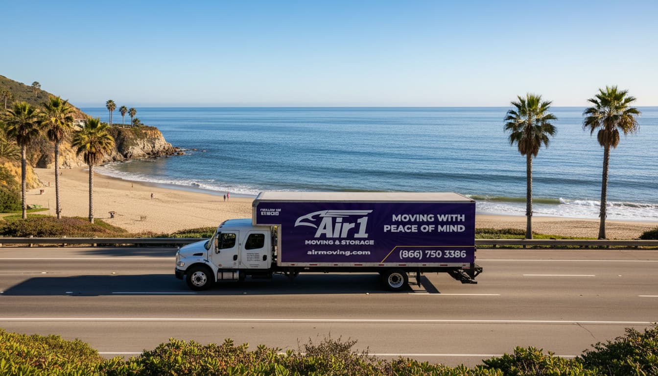 Air 1 Moving truck on California coast - long distance moving service